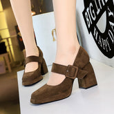 Chunky Heel High Heel Waterproof Platform Suede Leopard Print Shallow Mouth Suede Leopard Print Pumps Shoes